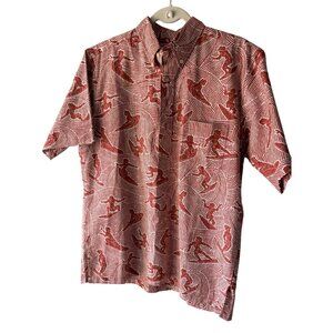 Reyn Spooner Vintage Mens Hawaiian Aloha Shirt Size Medium Red Collared Pullover